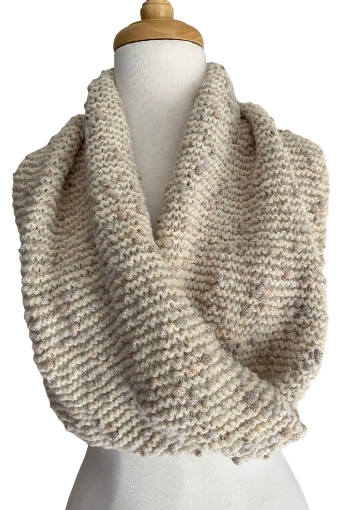 Hand Knitted PomPom Scarf/Cowl/Snood - White - 2