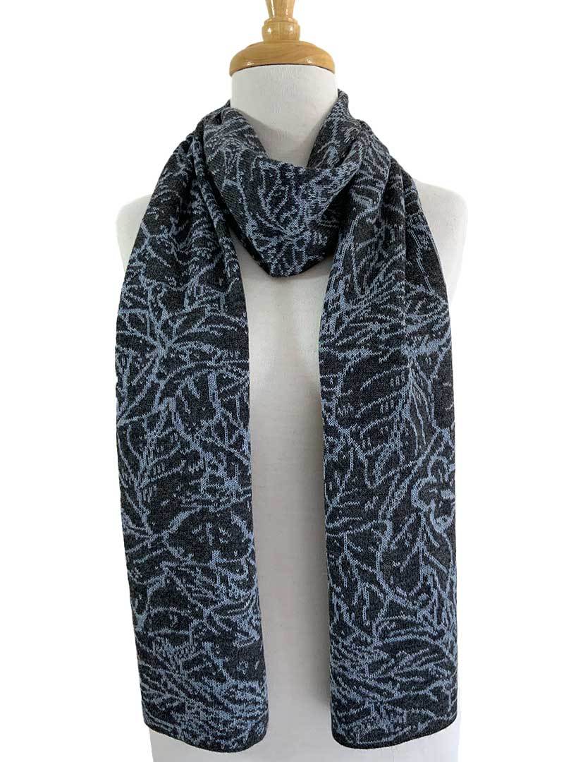 Abstract Jacquard Scarf - Silver Blue / Charcoal - 1