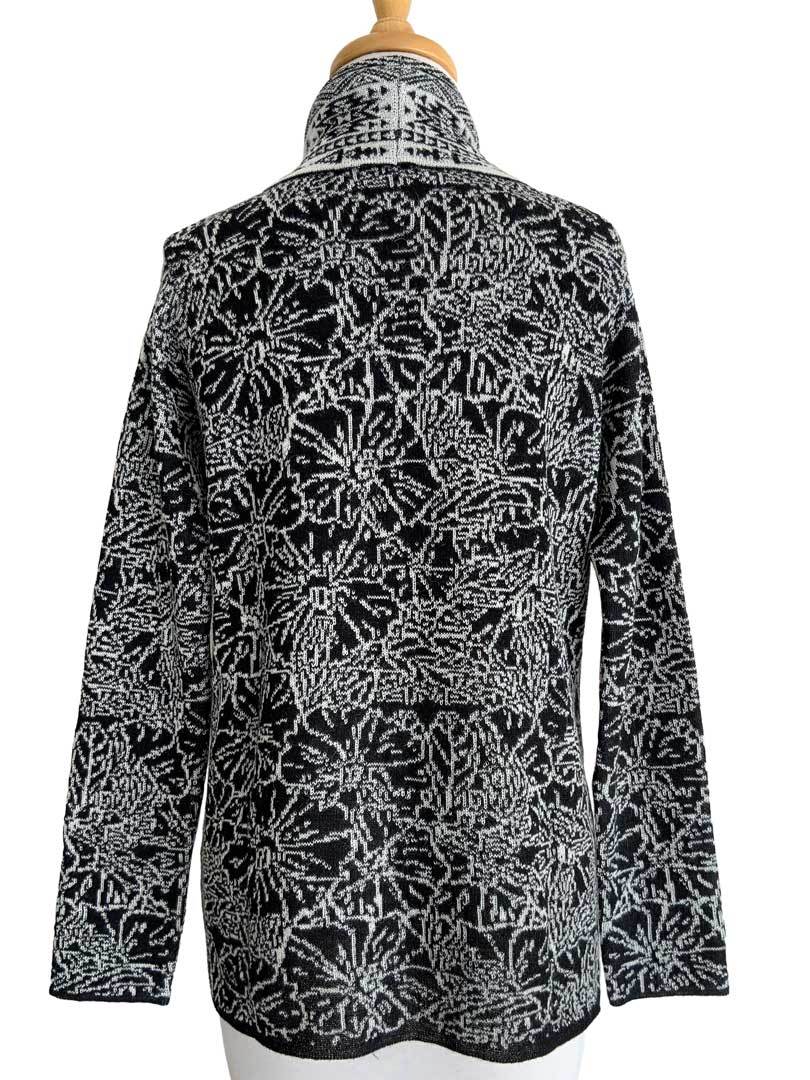 Abstract Jacquard Cardigan Cream/Black - 2