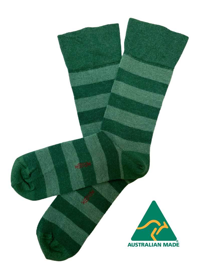 Alpaca & Merino Stripped Socks - Hunter Green - 1