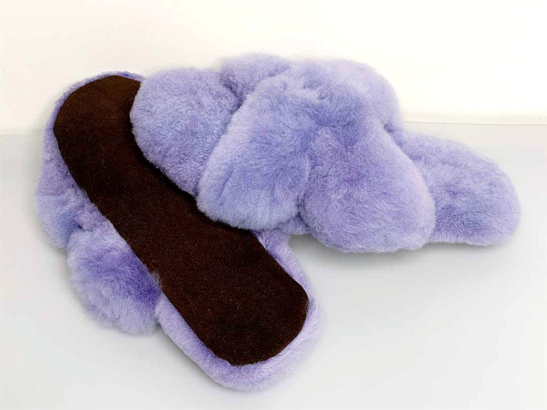 Crossed Huacaya Alpaca Slippers - Lavender - 2