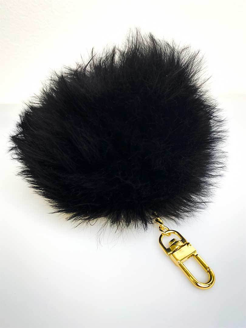 Alpaca Fur Pompom Keyholder - Black - 1