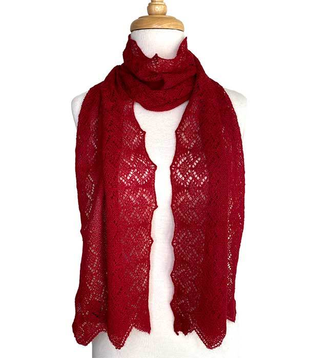 Antonella Lace Scarf - Red - 1