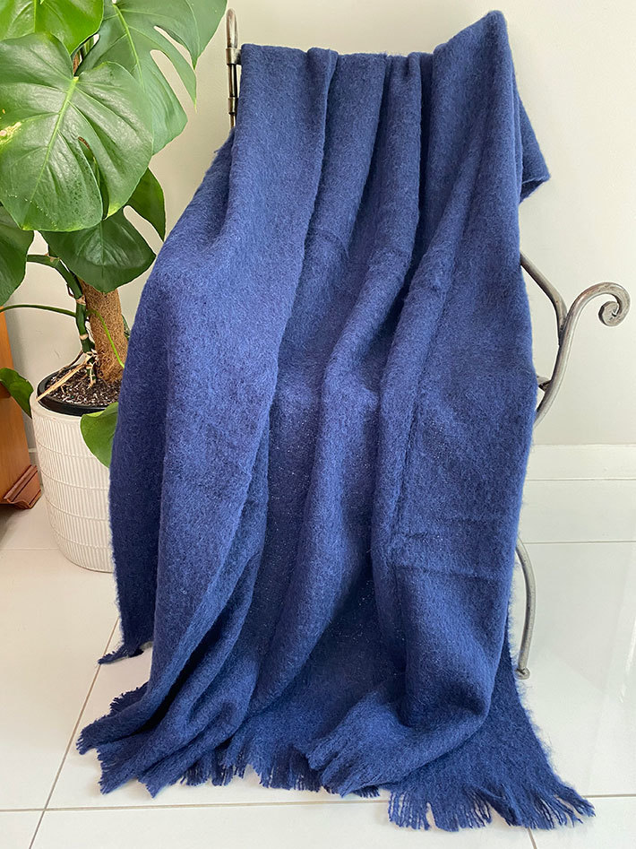 Alpaca Brushed Throw  Navy - 1