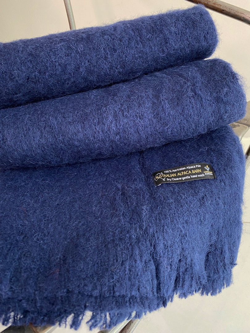 Alpaca Brushed Knee Rug  Navy - 1