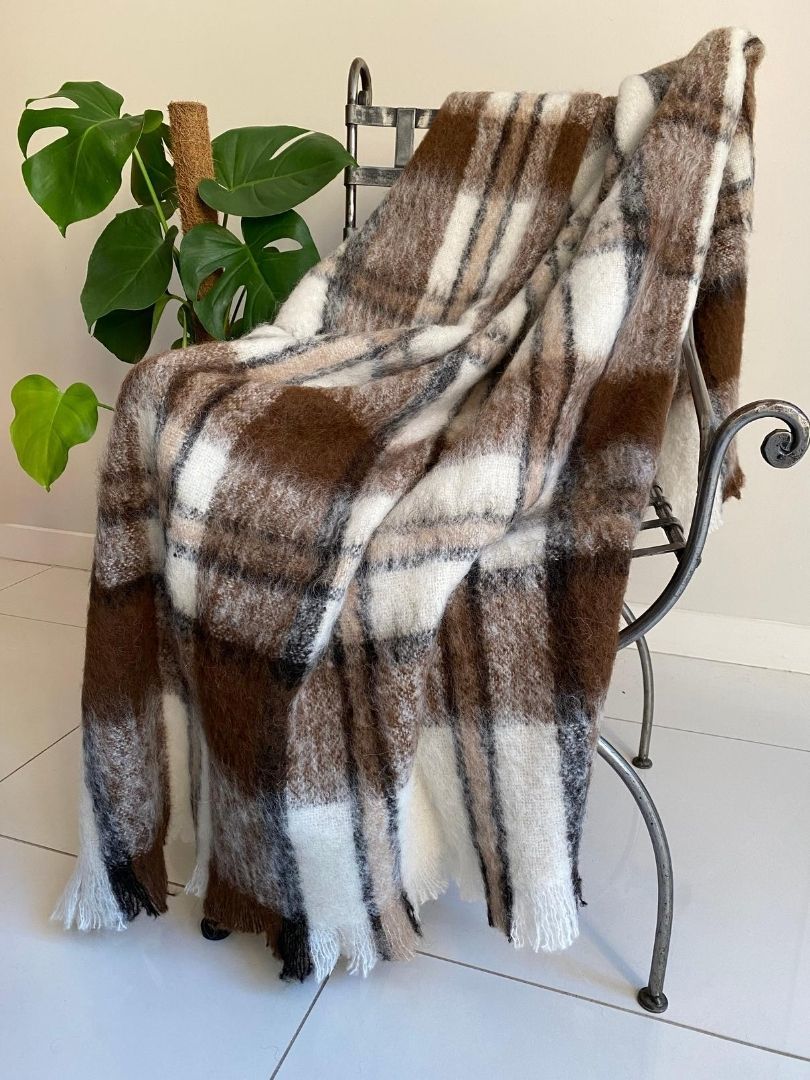 Natural Alpaca Brushed Throw - Apache - 1