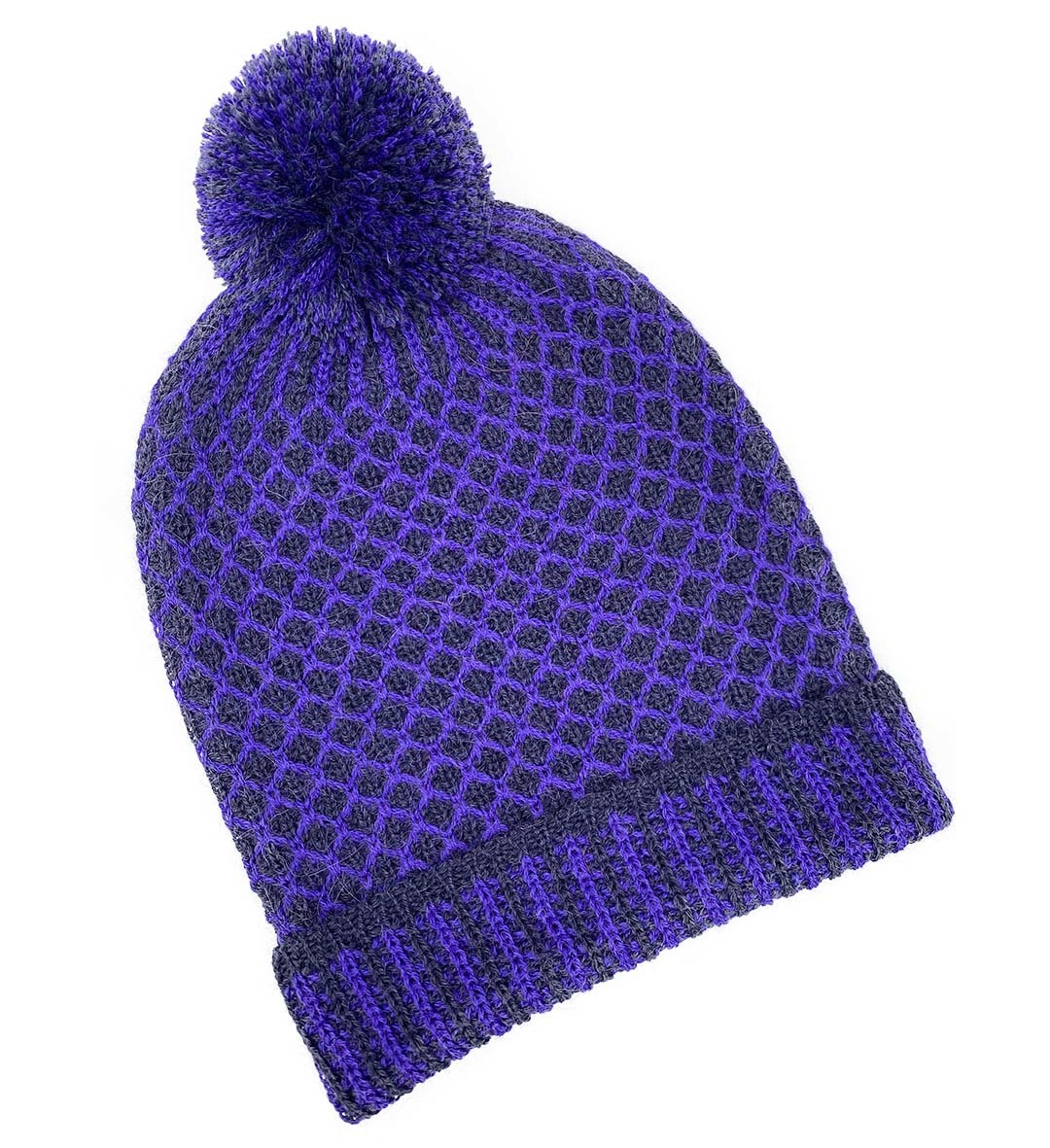 Nogal PomPom Beanie Navy/Purple - 1