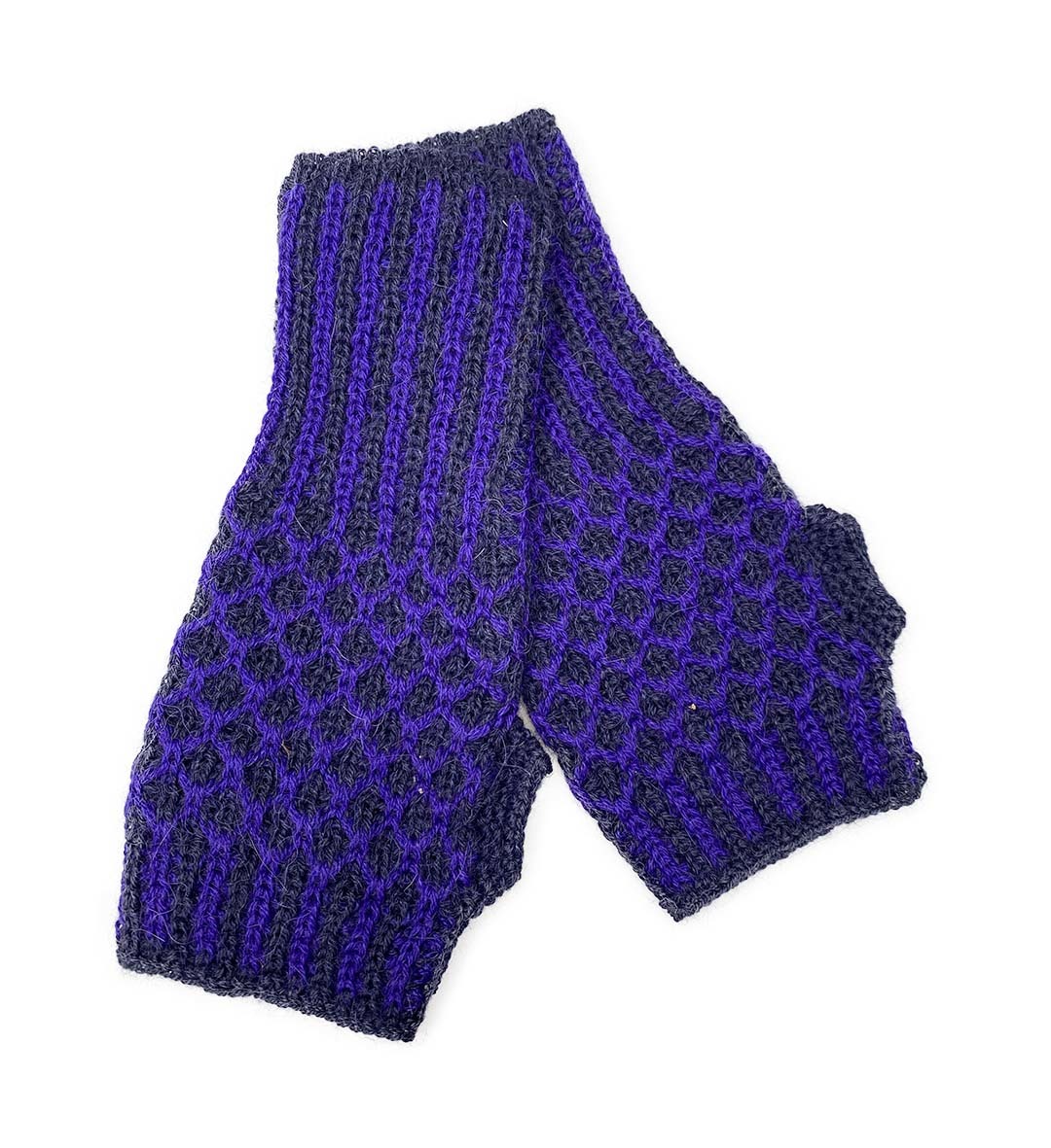 Nogal Fingerless Gloves/Wrist Warmers - Navy/Purple - 1