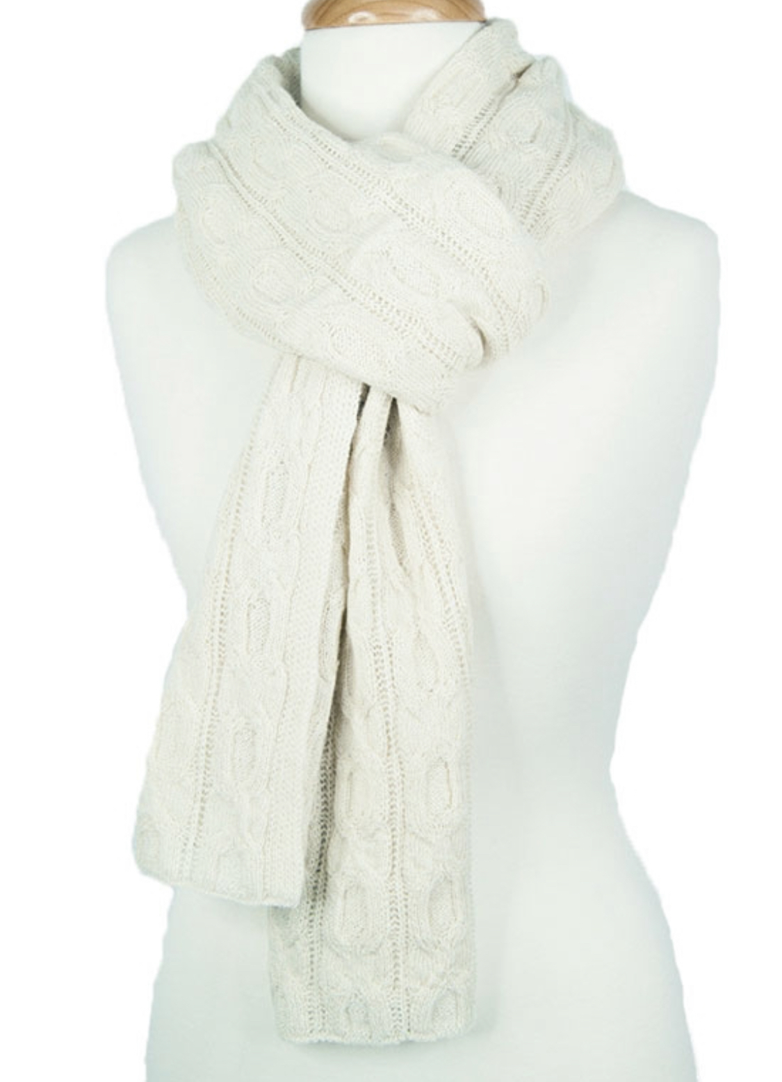 Amelia Knitted Cable Scarf Cream - 1