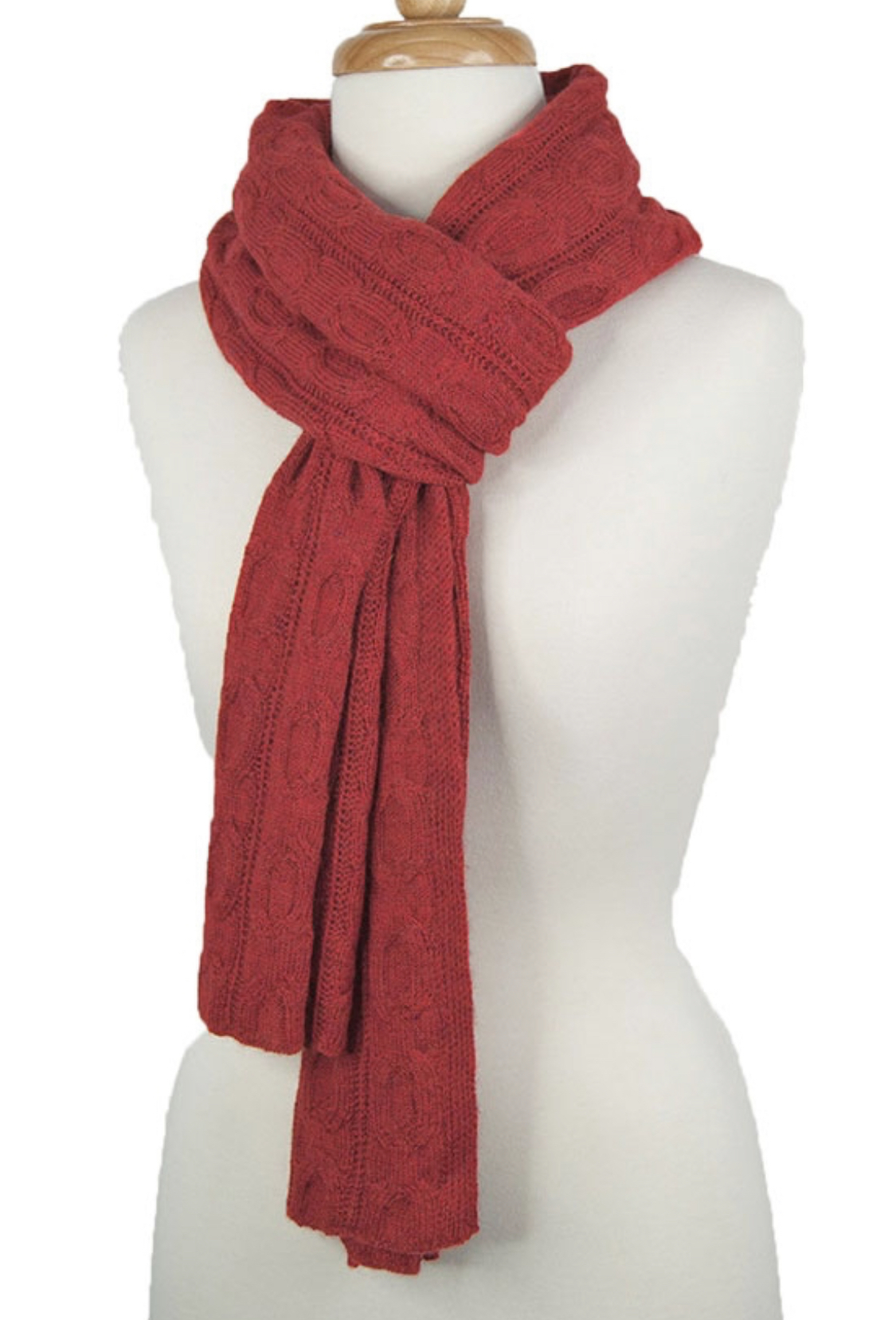 Amelia Knitted Cable Scarf Red Mlange - 1