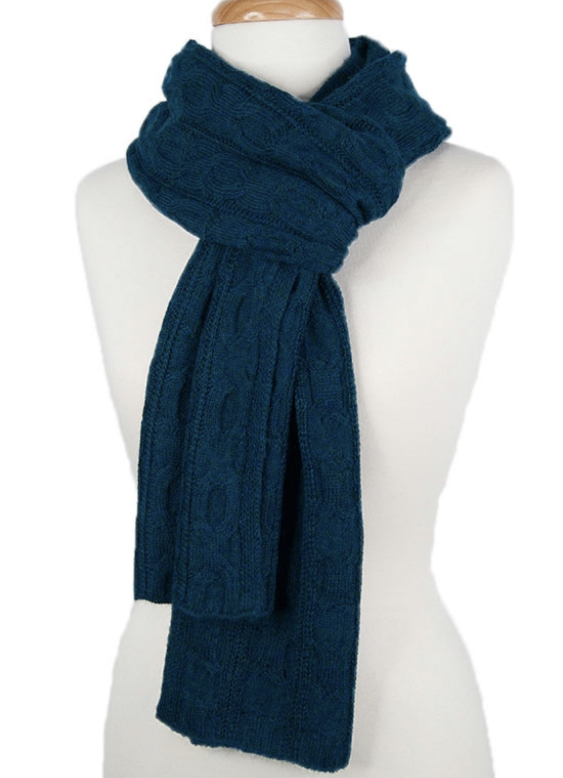 Amelia Knitted Cable Scarf Teal Blue - 1
