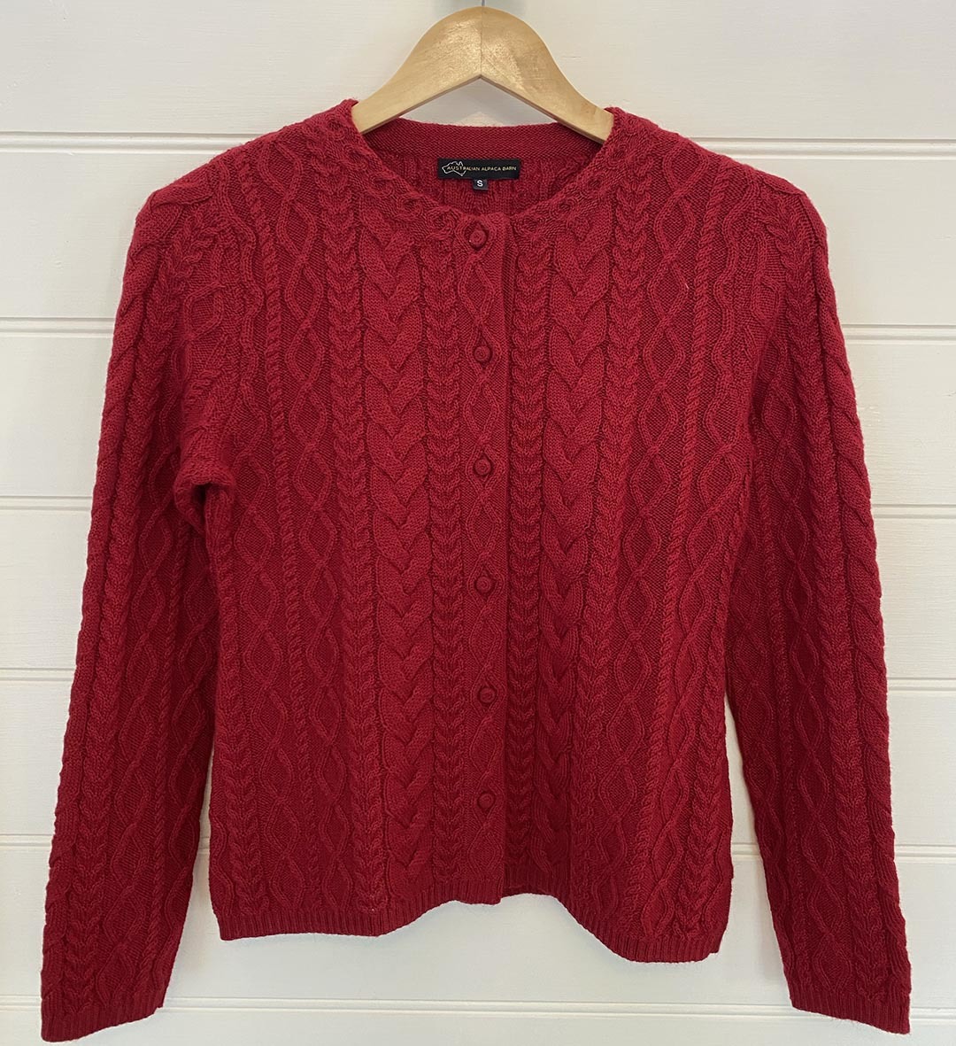 Rosetta Cable Crew Cardigan - Red - 1