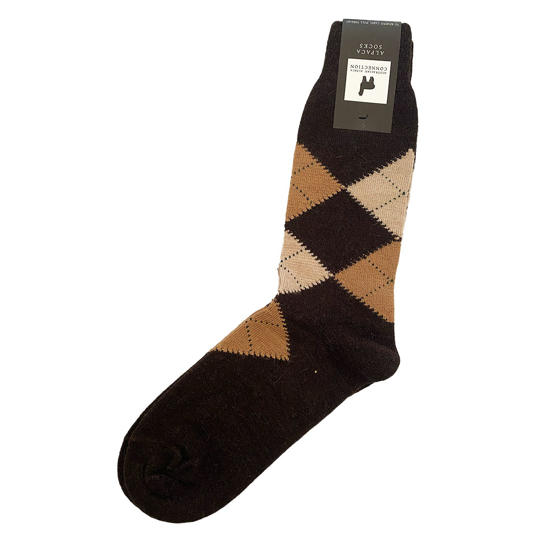 Argyle Sock - Dark Brown - 1