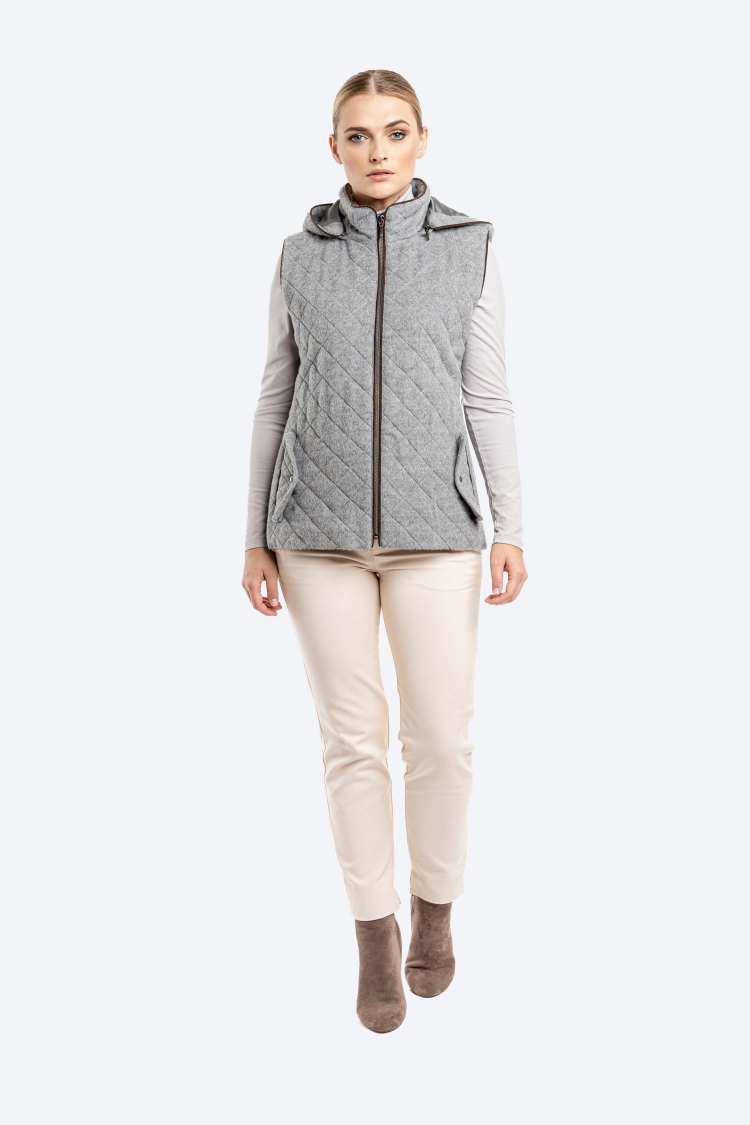 NEW - Ladies Quilted Vest - Silver - 1
