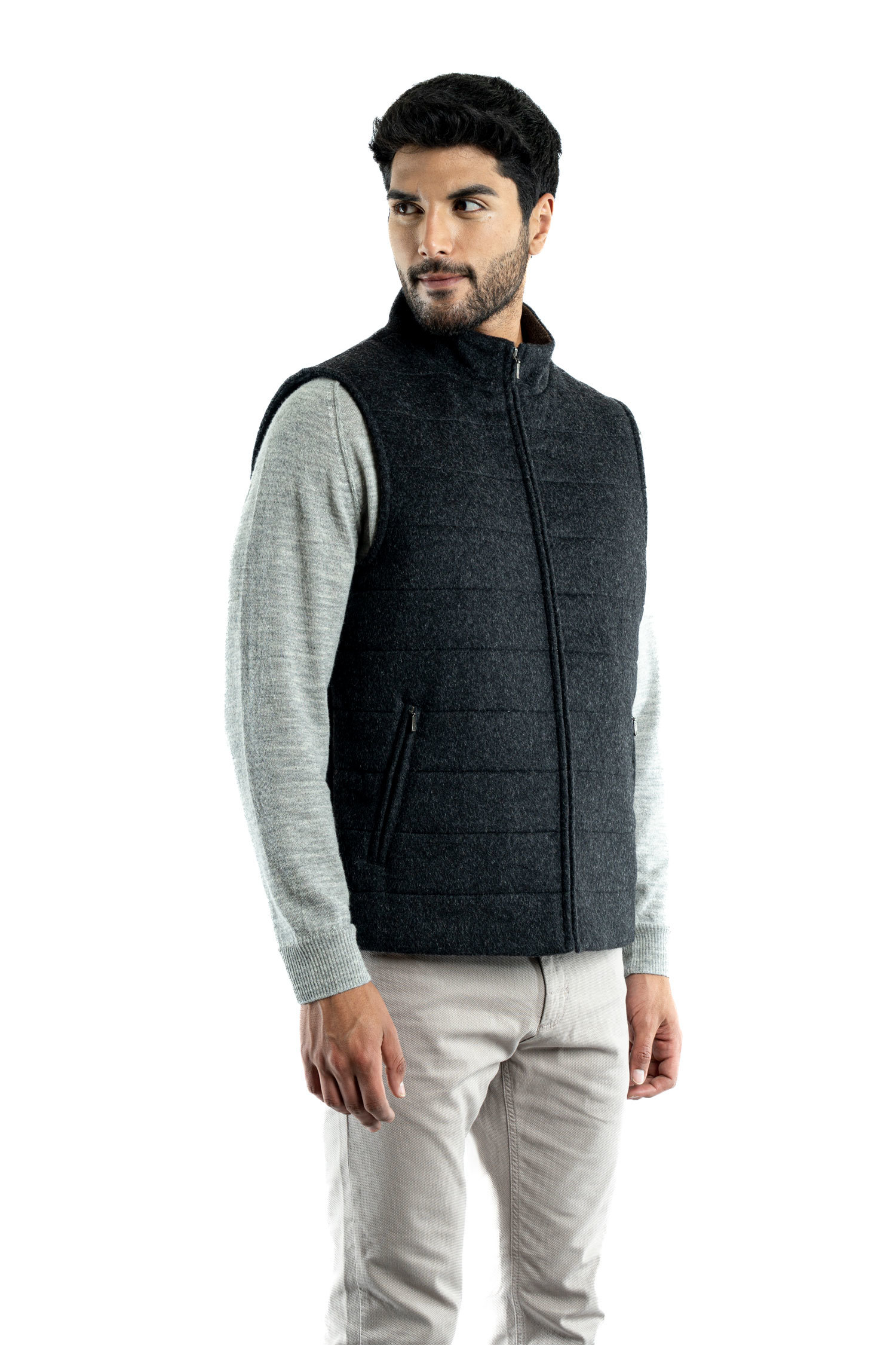 NEW - Mens Quilted Vest - Charcoal - 1
