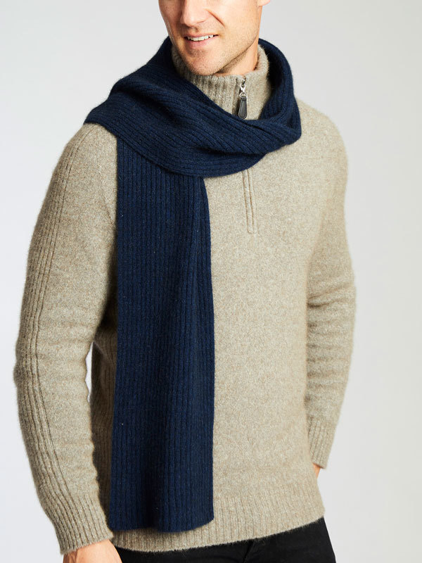 Merino / Possum Ribbed Scarf - Military - 1