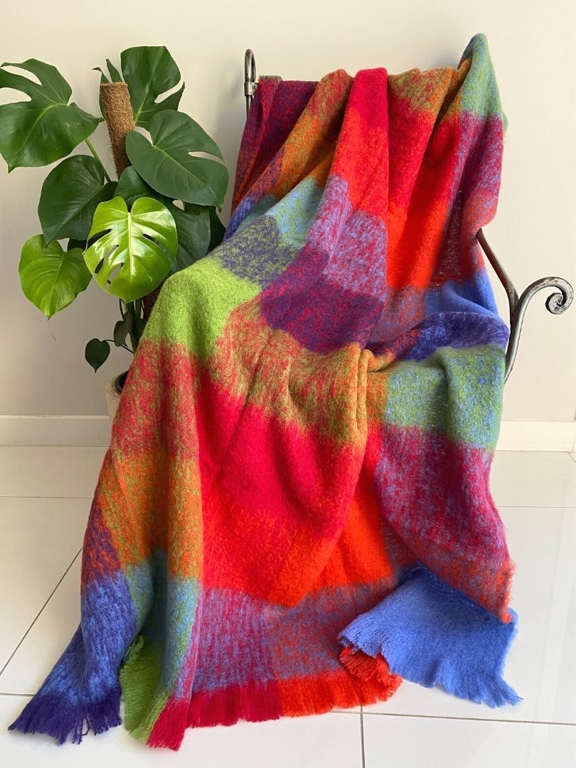 Alpaca Brushed Throw  Rainbow - 1