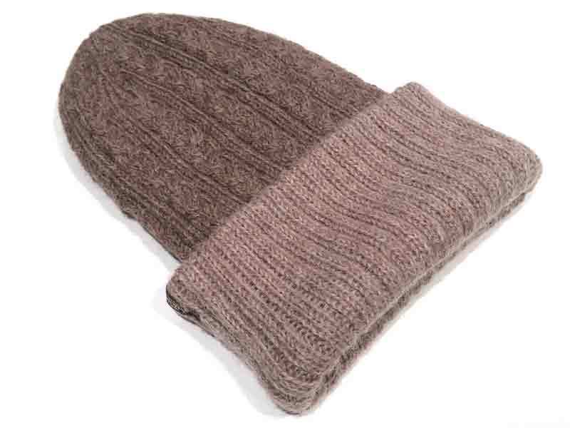 Reversible Hand Knit Alpaca Beanie - Polvo/Rose Grey - 1
