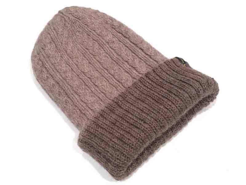 Reversible Hand Knit Alpaca Beanie - Polvo/Rose Grey - 3